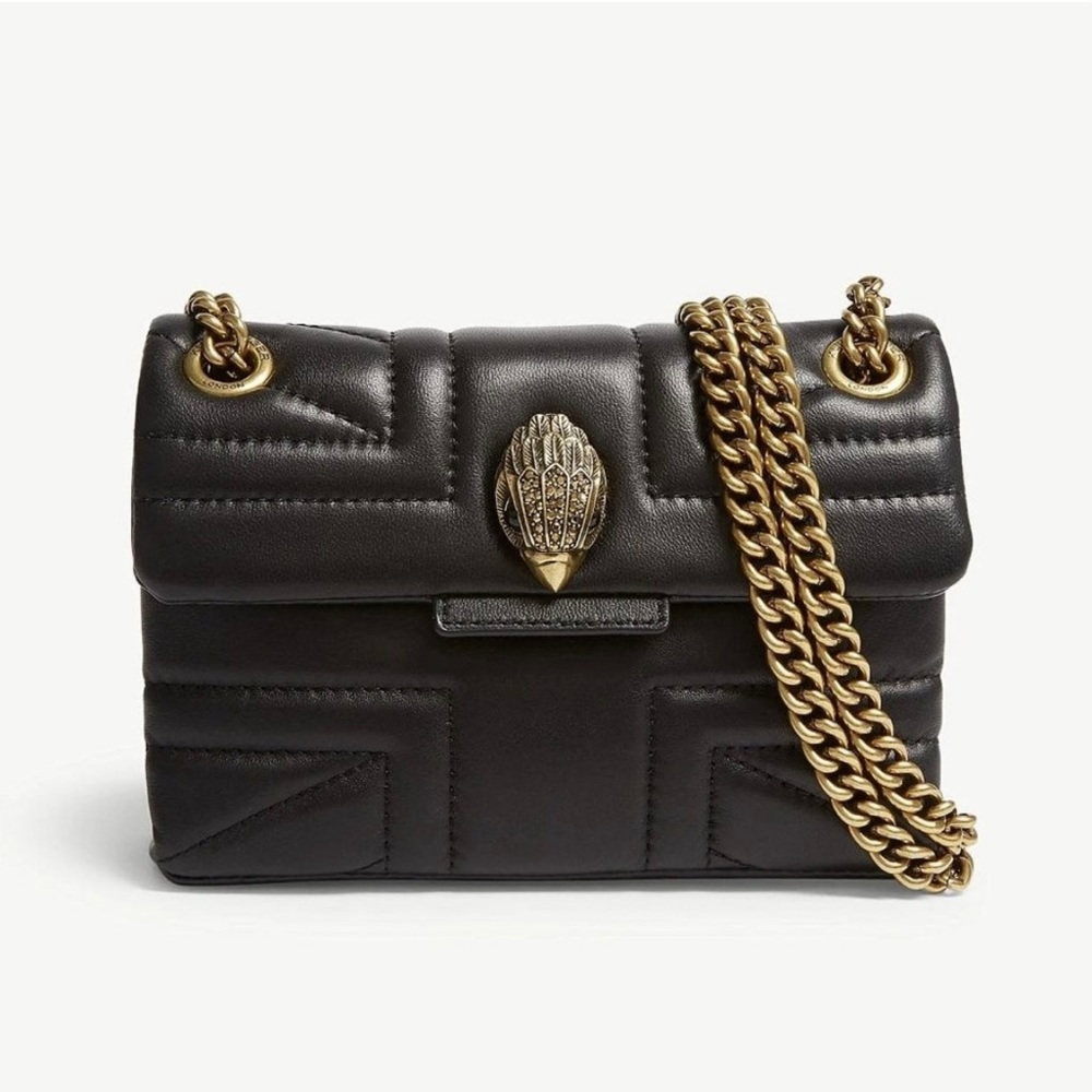 Kurt Geiger London Mini Kensington Leather Black Union Jack Bag NWT Chain Strap - Picture 5 of 7